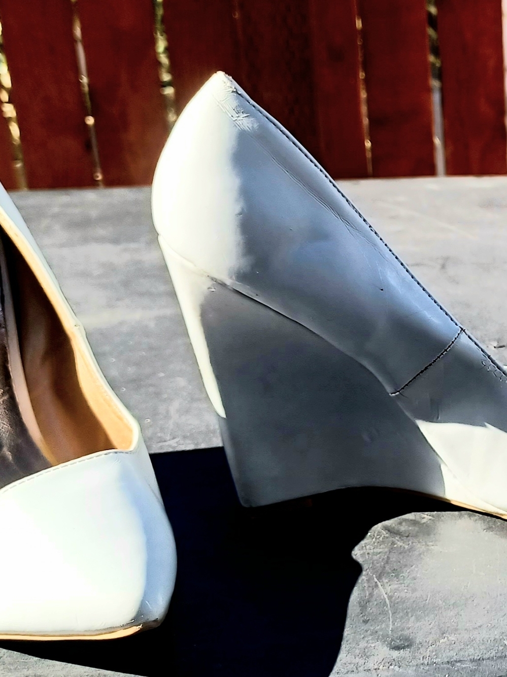 BAMBOO White Patent Wedge Heels